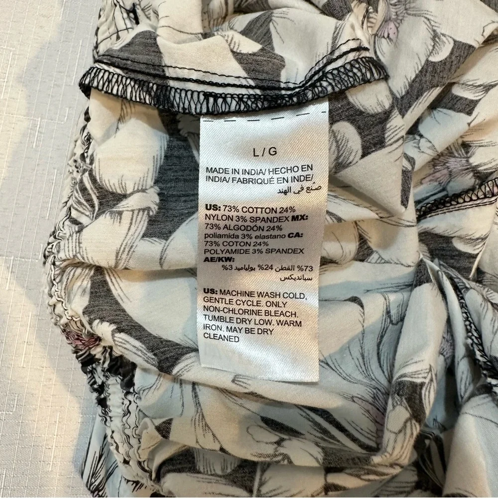 Soma Black White Floral Pajama Lounge Pants L - Picture 11 of 12